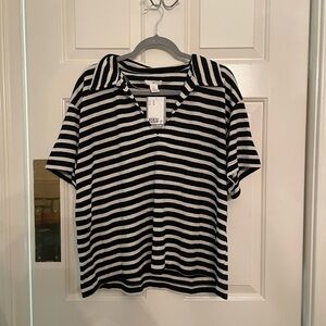 H&M Black and White Striped Shirt